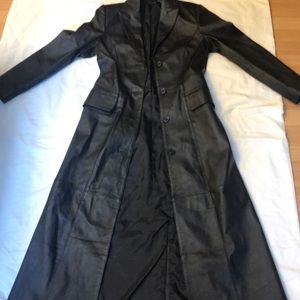 Long Leather Trench Coat VTG